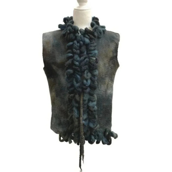 Handcrafted Felted Wool Grey Cotton Wool Vest - Picture 1 of 9